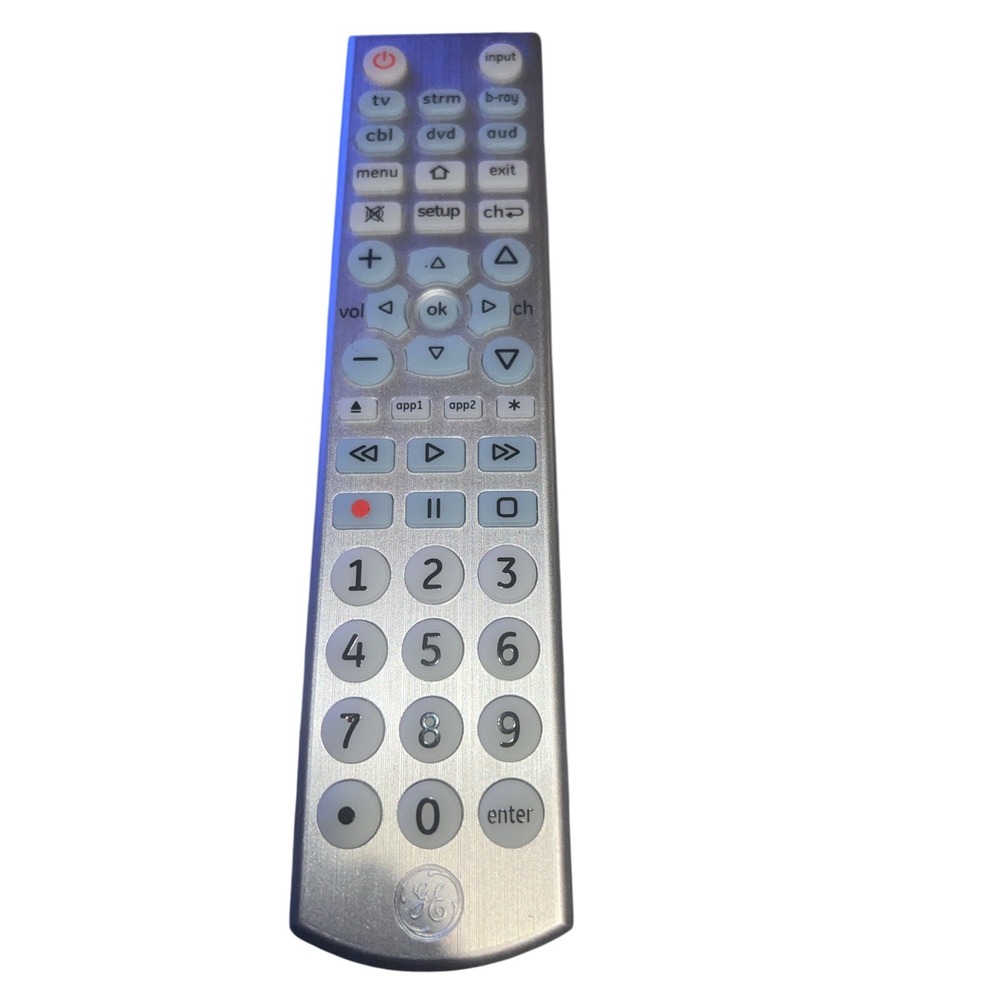GE Ultra Pro Universal 6 Device Remote Control -Light Up Blue -Easy Programming